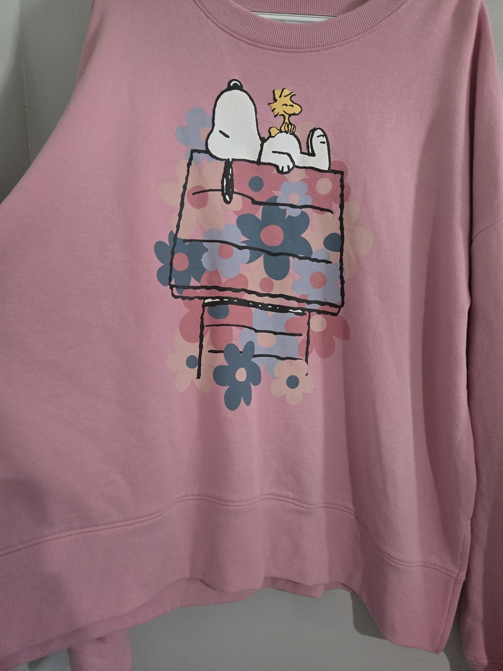 Peanuts Pink Snoopy & Woodstock Floral Pullover Sweatshirt - Picture 2 of 4